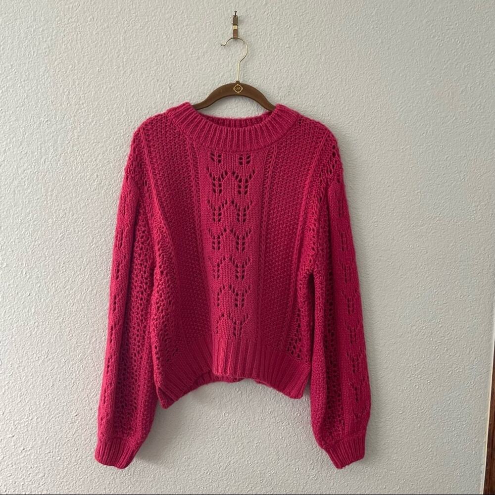 Alya Pink Dolman Sleeve Sweater Size Medium Open Knit